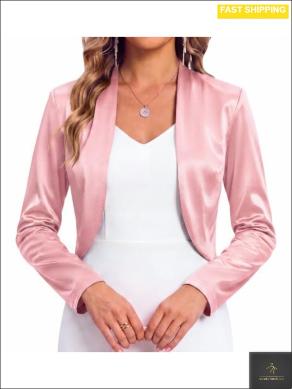 Womens Satin Long Sleeve Bolero Shrug Open Front Ruffle Formal Jacket